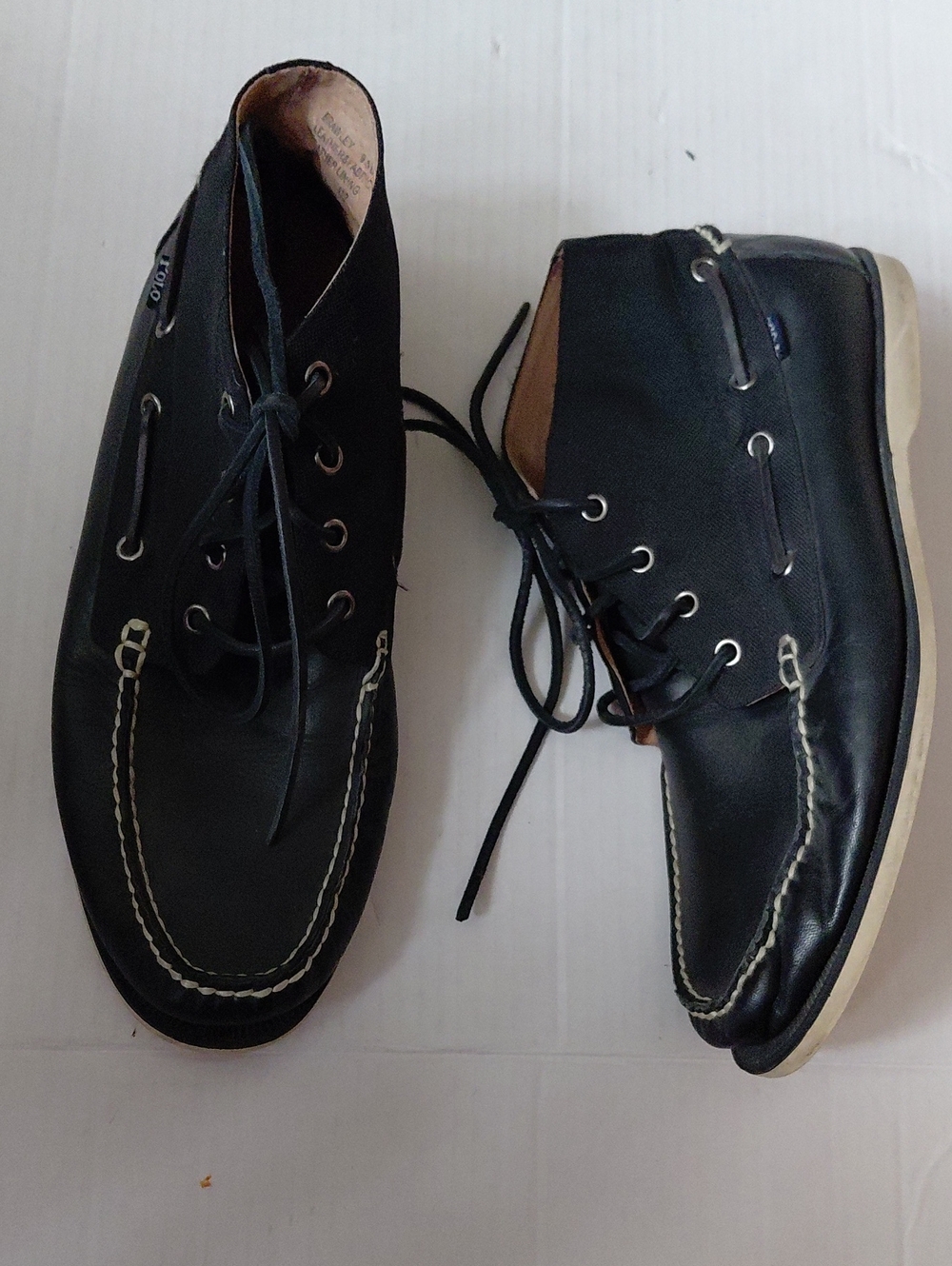 Polo 100% Leather And Fabric Upper Mens Black Lace-Up High Top Boots Size 9.5D